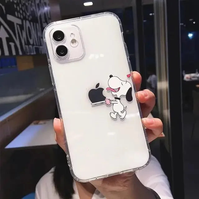 Cute Funny Snoopy Case For Iphone 15 Pro Max 11 14 13 12 Mini 6s 6 7 8 Plus X XS XR Cover Silicone Couqe Soft Transparent