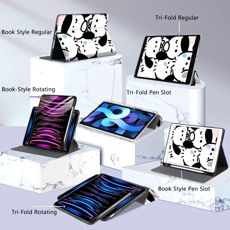 Pochacco Ipad Case for 10th Generations 10.9in Pro 11in Cartoon Case Air 4 5 Mini6 8.3in Tablet Case 9th 10.2in Protective Cases