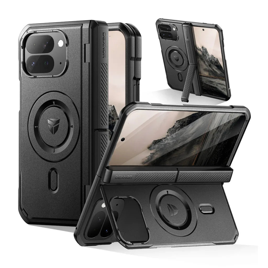 Dexnor Magnetic Case for Google Pixel 10 Pro Fold with Dual Kickstands Front Screen Protector Hinge Protection Cover