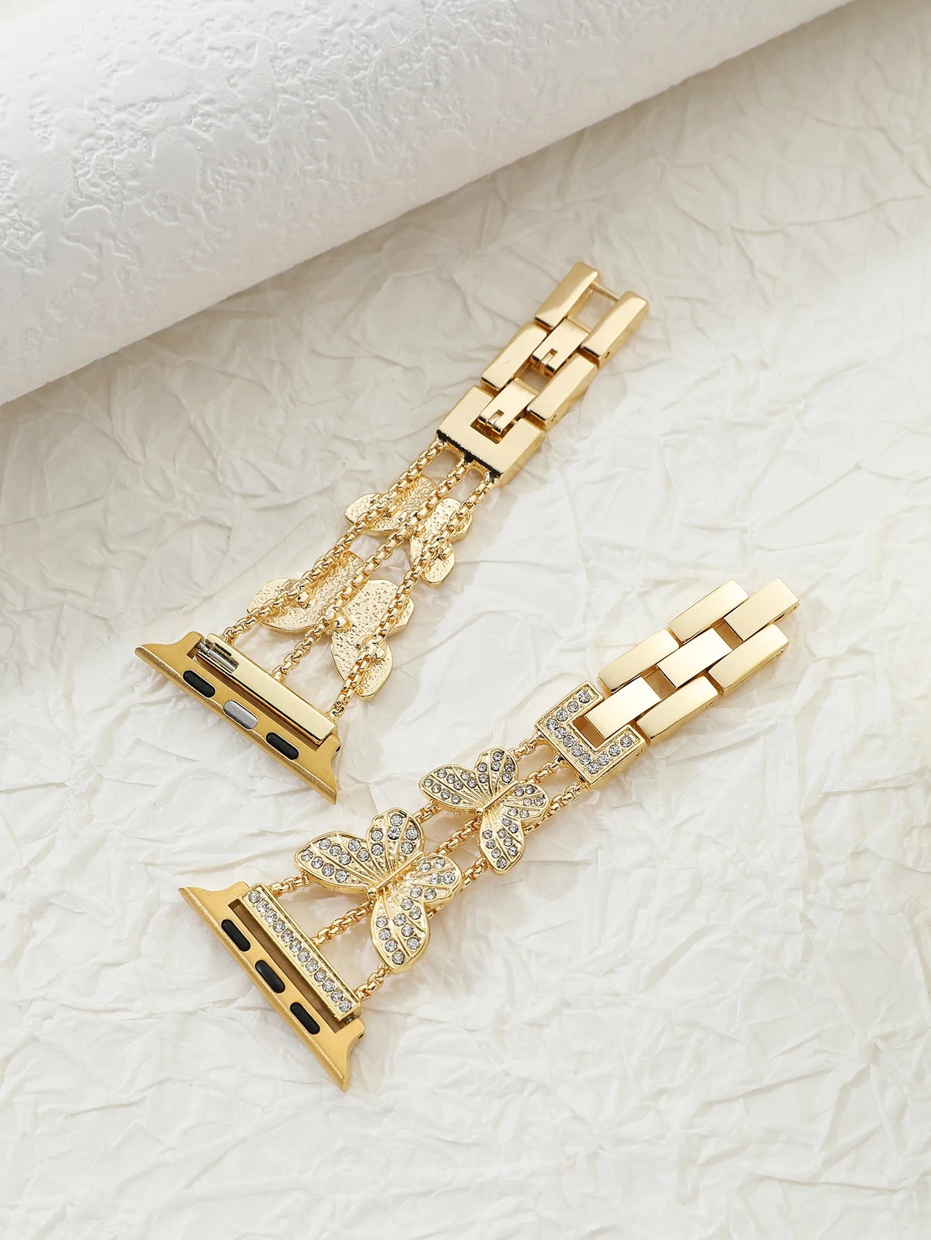 Metal Strap For Apple Watch Band Ultra 4mm 45mm 40mm 41mm 49mm Bling Butterfly Bracelet Chain for iWatch Series 9 8 7 6 5 SE 4 3