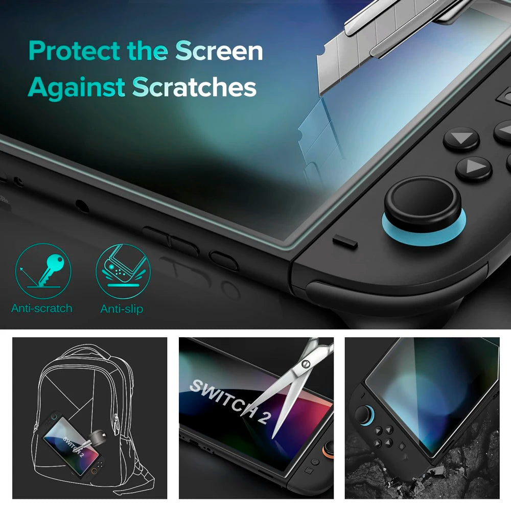 Tempered Glass Protector For Nintendo Switch 2 2025 Accessories Screen Protector For Switch 2 accessoires With Joystick Cap