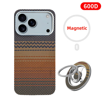 For iPhone 17 pro max case carbon 600d kevlar aramid fiber magsafe fabric thin hard 17 Air cover magnetic balck Slim light red