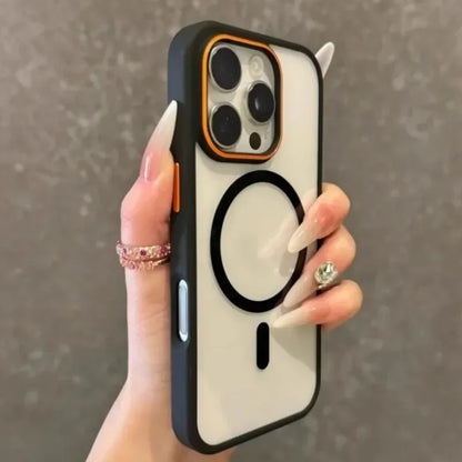 Luxury Transparent Magsasfe Case for iPhone 17 16 15 14 13 12 11 Pro Max Color Bumper Shockproof Magnet Wireless Charge Cover