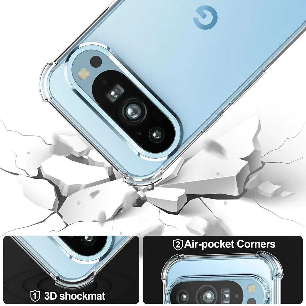 For Google Pixel 10 9 8 7 6 Pro XL 9a 8a 7a 6a Transparent Shockproof Silicone Clear Case Airbag Back Cover
