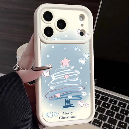 Blue Christmas Tree Phone Case For iPhone 17 16 15 14 13 12 Pro Max 16 17 Pro 11 16e 17 Air Shockproof Soft TPU Silicone Cover