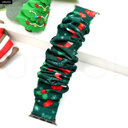 URVOI Band for Apple Watch Series 11 10 9 8 7 SE 3 Nylon loop Elastic Hairband Strap for iWatch Xmas gift red Christmas bowknot