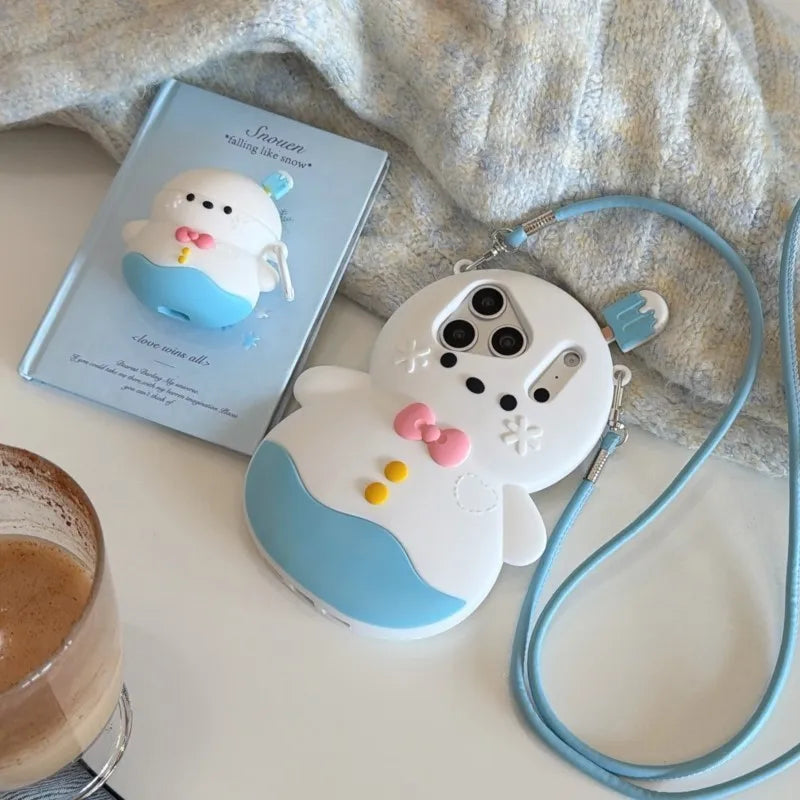 3D Cartoon Winter Snowman Earphone Case For AirPods1 2 3 AirPods 4 AirPods Pro Pro3 Pro2 Cute silicone shockproof Case Christmas