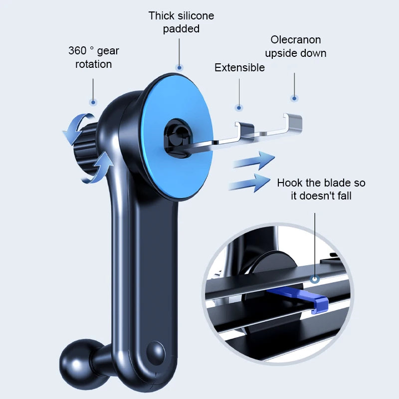 BLALION Car Phone Holder Gravity GPS Support 360 Degree Rotatable Anti Shaking Car Air Vent Mount For IPhone Pro Xiaomi Samsung