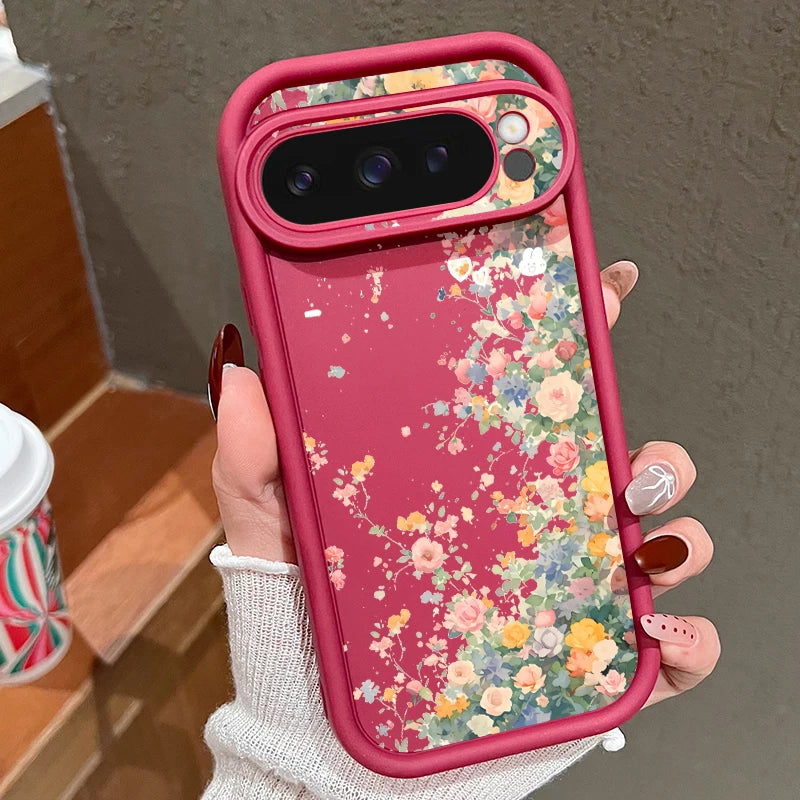 Romantic Flowers TPU Case For Google Pixel 9A 8A 10 8 Pro 10 9 Pro XL 7A Candy Color Silicone Phone Cover For Pixel 7 8 9 Pro