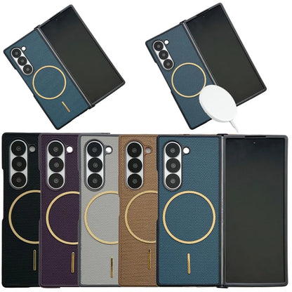 Light Luxury PU Matte Slim Solid Color Phone Cases for Samsung Galaxy Z Fold 7 6 5 4 3 Magnetic Wireless Charge Protective Cover