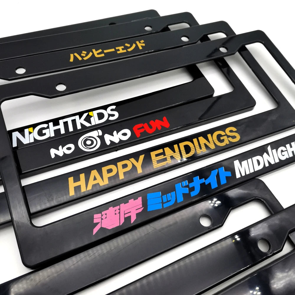 1 Pair(2pcs) JDM Racing Style USA Standard ABS Car License Plate Frame For Tofu Akina Fake Taxi Spoon Hokkaido Decoration Auto