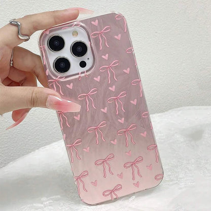 Case for iPhone 17 16 Butterfly Bow Print Phone Cases for iPhone 17 Air 15 14 13 12 11 Pro Max X XR XS 7 8 Plus SE2 16E Cover