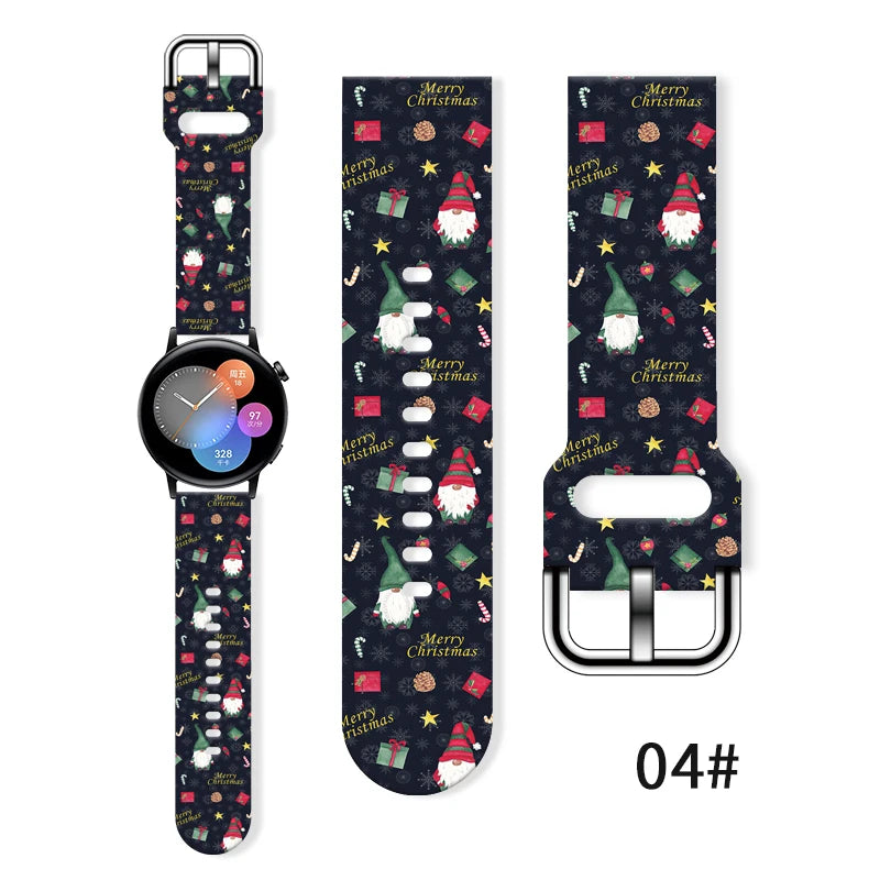 20mm Christmas 6 Strap for Samsung Galaxy Watch 7/6/5 40mm 44mm Band Replaceable Bracelet for Xiaomi Huawei Amazfit Watchband