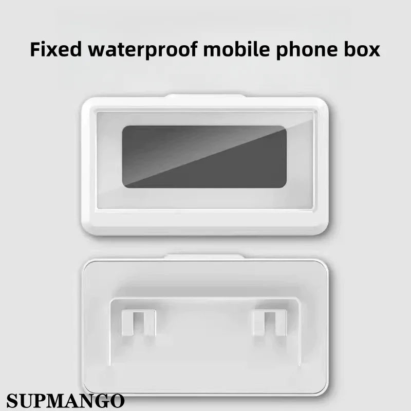 Waterproof Bathroom Wall-mounted Mobile Phone Box Protective Cover Touch Screen Mobile Phone Holder Kitchen Sealed Storage - covers4phones