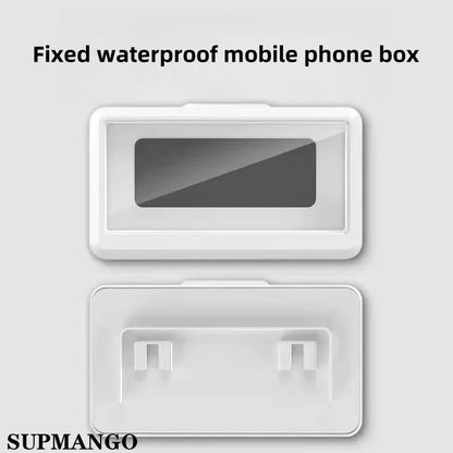 Waterproof Bathroom Wall-mounted Mobile Phone Box Protective Cover Touch Screen Mobile Phone Holder Kitchen Sealed Storage - covers4phones