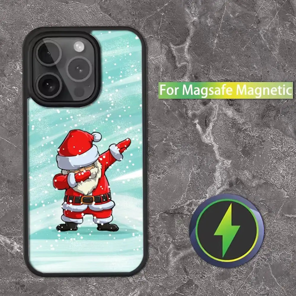 Christmas Santa Claus Phone Case For iPhone 16,15,14,13,12,11,Pro,Max,Plus,Mini,SE Magsafe Magnetic Wireless Charging