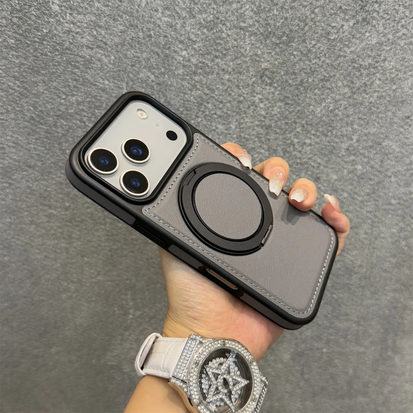 17 ProMax Wax PU Leather Magnetic Charging Phone Case For iPhone 14 15 16 Plus 17 Air 11 12 13 Pro Max 360° Rotating Stand Cover