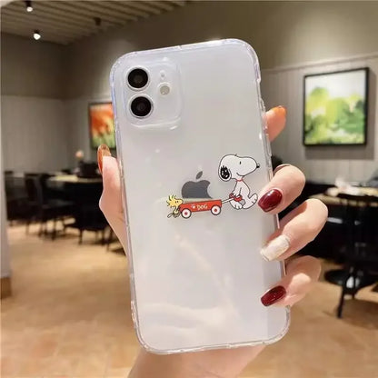 Cute Funny Snoopy Case For Iphone 15 Pro Max 11 14 13 12 Mini 6s 6 7 8 Plus X XS XR Cover Silicone Couqe Soft Transparent