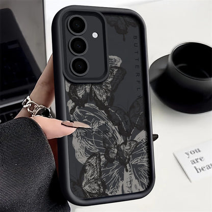 INS Retro Butterfly Silicone Case For Samsung Galaxy S25 Edge S24 S23 S22 Ultra S24 FE A55 A56 A17 A15 A16 A36 A25 5G Soft Cover