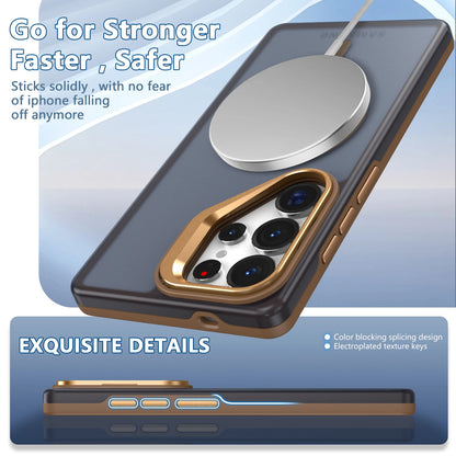 Luxury Matte Clear With Holder Magnetic Magsafe Case For Samsung Galaxy S25 S24 S23 S22 Ultra Plus S25Edge S24FE S25FE Cover