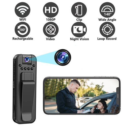 HD 1080P Miniature Camcorder Small Body Camera Police Body Cam with Back Clip Infrared Night Vision Video Surveillance Camcorder