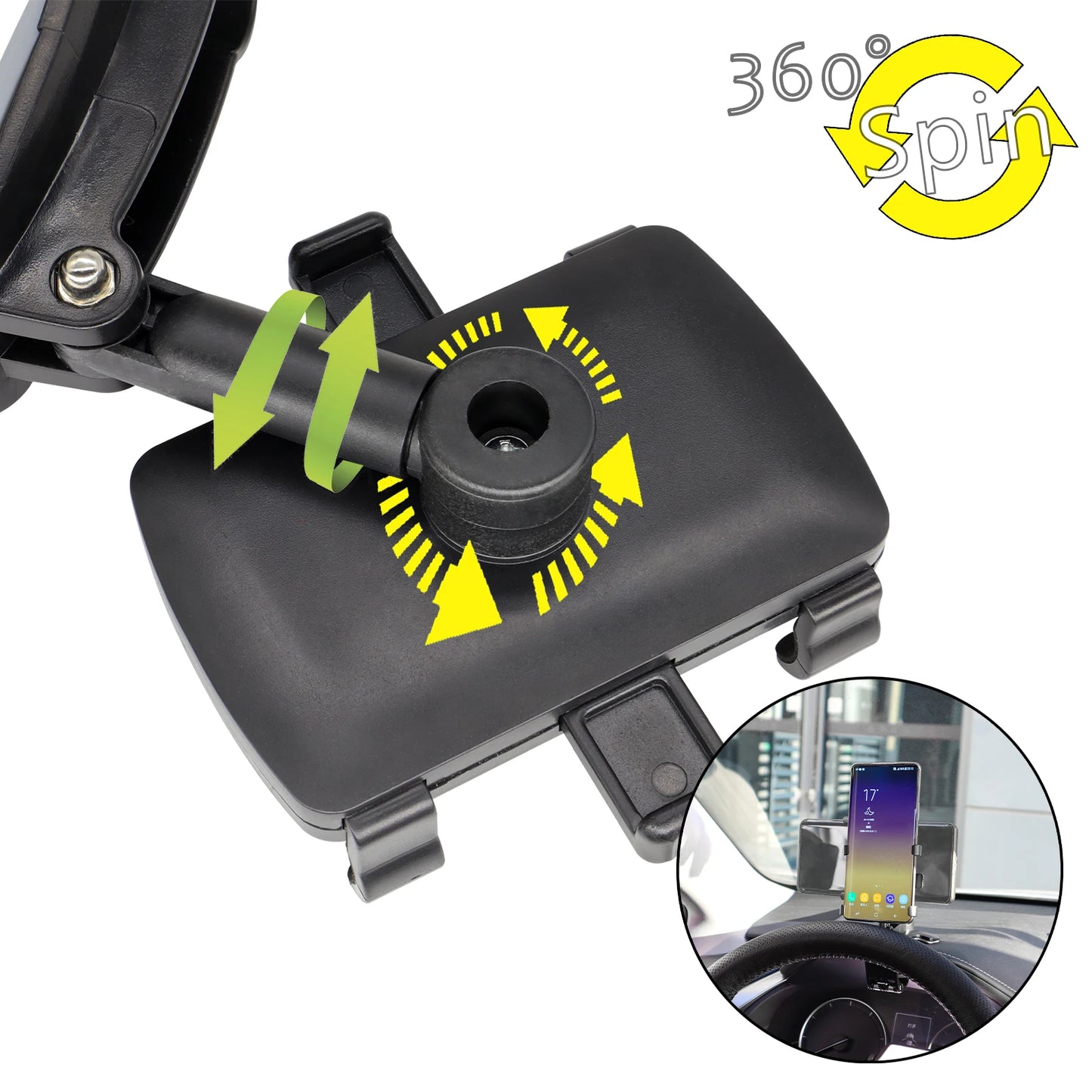 Mobile Phone Holder Dashboard Car Mount Dash 360° Rotation Stand Cradle Panel Multi-Functional Universal GPS Bracket Holder Clip