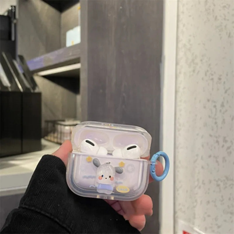 Sanrio Pochacco Earphone Case for AirPods 4 1 2 3 Pro Cartoon Wireless Bluetooth Silicone Headphone Transparent Protective Cover