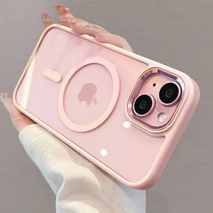 Shockproof Magnetic Wireless Charge Phone Case For iPhone 16 15 14 13 12 11 Pro Max 15 Plus Luxury Magsafe Hard Back pink Cover