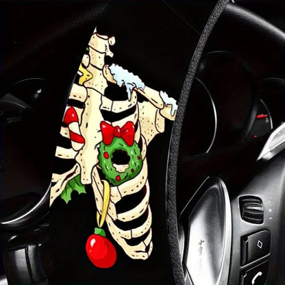 Christmas Skeleton Pattern Steering Wheel Cover Anti-Slip, Easy Installation, Fit for Cars SUV Removable Protective Accessory