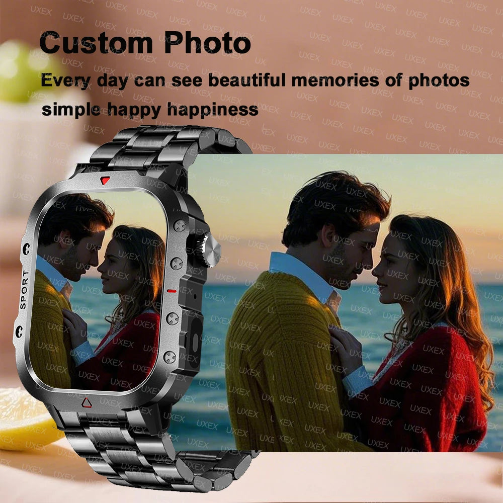 Military 2026 Sports Smartwatch Men 2.01 inch HD LED Flashlight Christmas Gift Screen Bluetooth Talking Multifunction Smartwatch