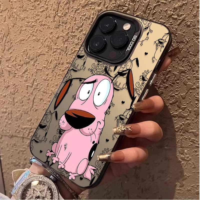 Courage Cowardly Dog Plating Case for Samsung Galaxy S24 S23 S22 S21 Ultra Plus FE Cover