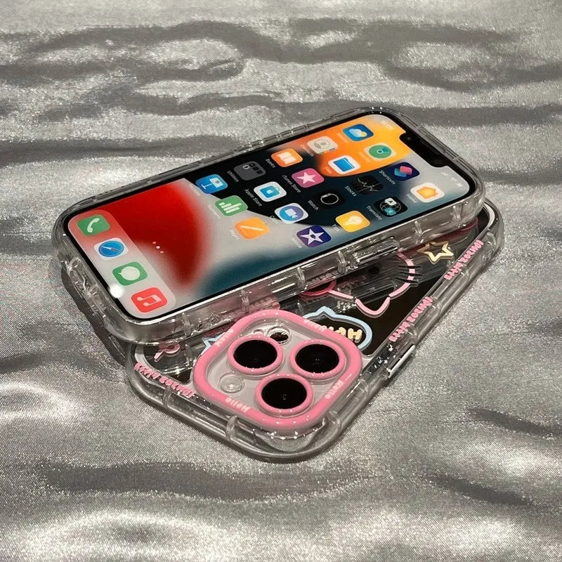 Cartoon Pink Kt Cat Phone Case Cute Mirror Highend Protective Cover Anti Fall Creative Cartoon Design Heat Dissipation New Model