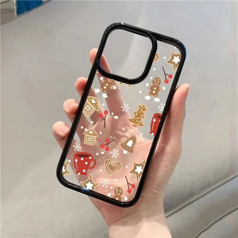 Cute Christmas Theme Clear Phone Case for iPhone 11 12 13 14 15 16 Pro MAX X XR XS Max 8 7 Plus SE 2020 Shockproof Cover