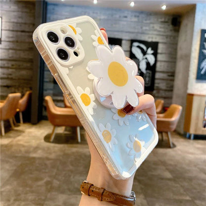 Daisy Flowers Grip Tok Holder Phone Case For Samsung Galaxy A55 A54 5G A34 A14 A15 A25 A24 S20 FE S21 S22 S23 Plus S24 S25 Ultra