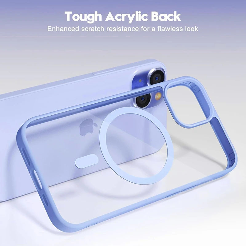 Luxury Strong Magnetic Magsafe Hard Case for iPhone 16 15 14 13 12 11 Pro Max Plus Transparent Matte Slim Shockproof Cover