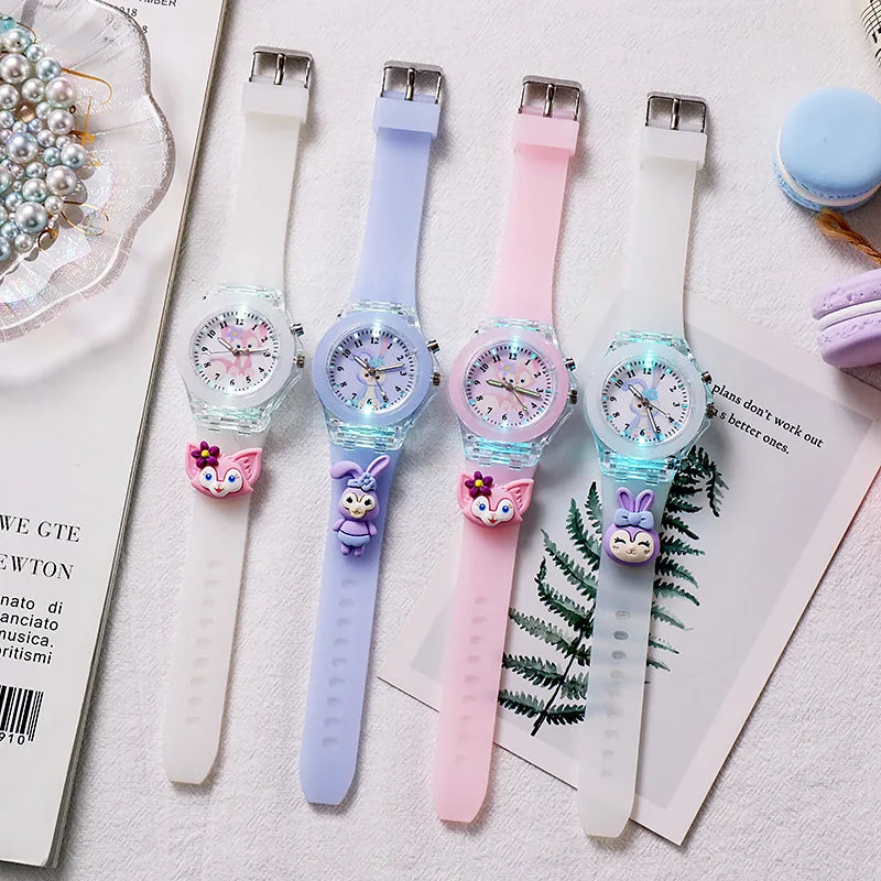 3D Mickey Children Watches Girls Color Light Source Silicone Minnie Kids Watch Ladies Quartz Clock Gifts Relogio Feminino - covers4phones
