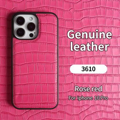Premium Crocodile Pattern Genuine Leather Case For iPhone 16 Pro Max 15 14 13 12 11 XR Cowhide Back Cover Shell Protective Capa