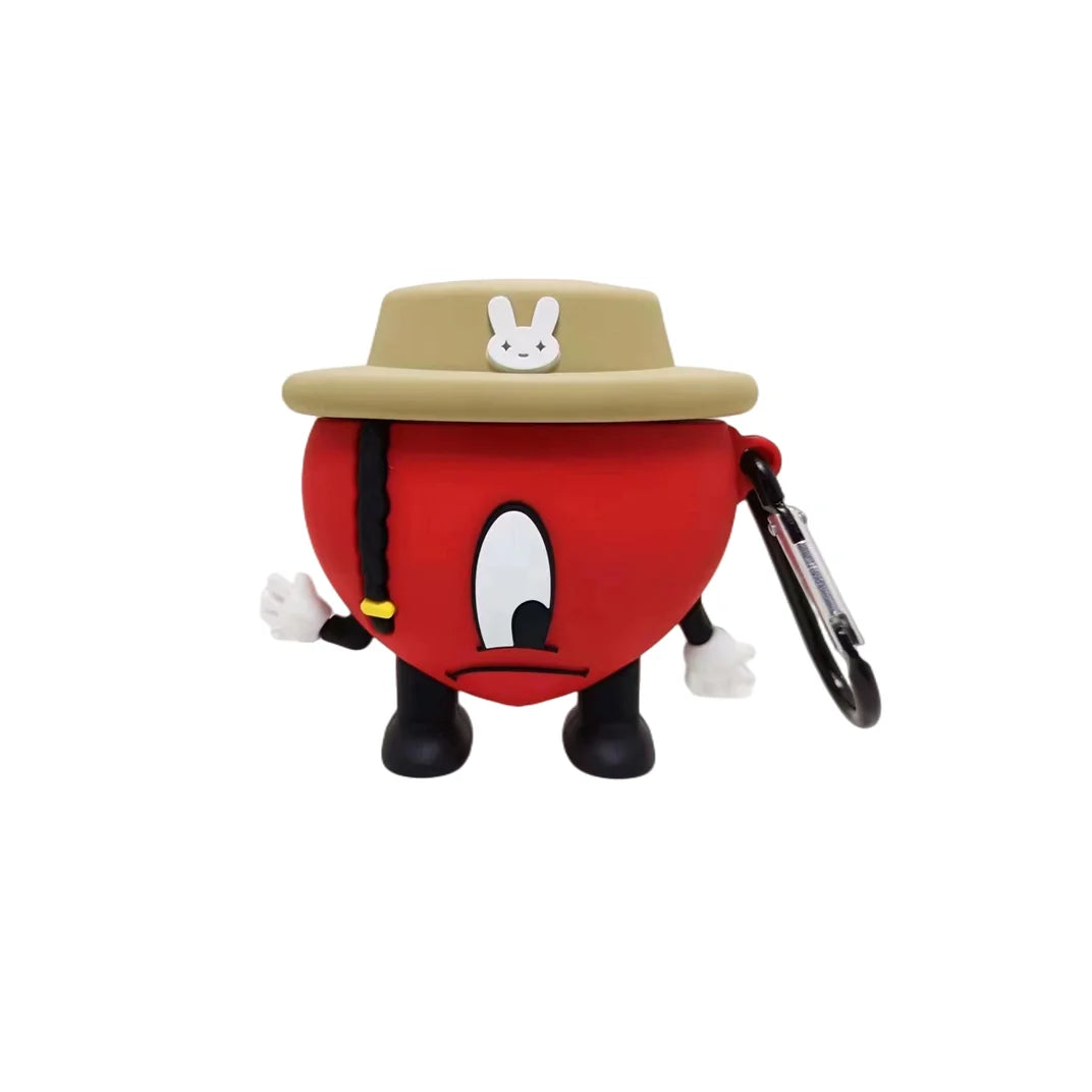 Cartoon Red Heart for Apple Airpods Pro 2 Wireless Earphone Protector for Airpods 1 2 3 Silicone Earphone Case with Keychain