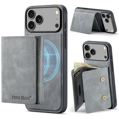 Leather Phone Case for iPhone 17 Pro Max 17Air 16e 16 Plus 15 14 13 12 11 7 8 SE3 Magnetic Detachable Card Holder Wallet Cover