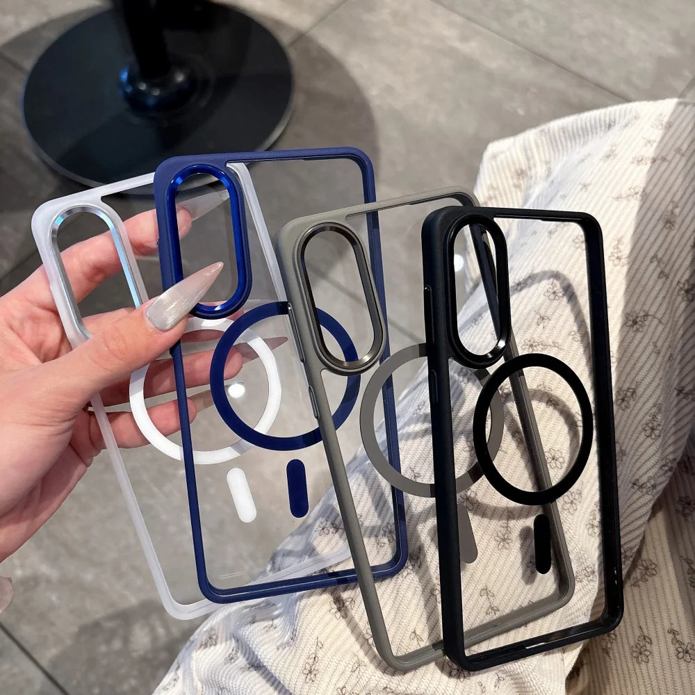 Original For Magsafe Magnetic Case For Samsung Galaxy S25Edge S25 S24 S23 Plus Ultra Wireless Charge Shockproof Acrylic Cover