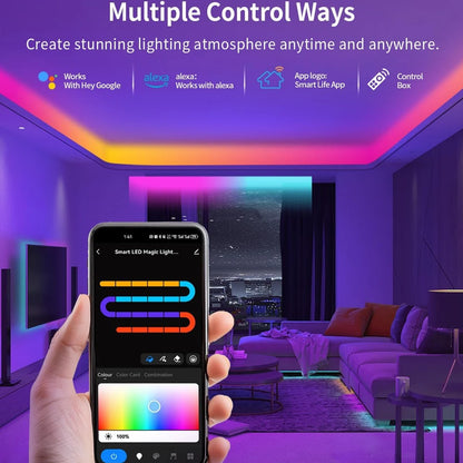 Tuya WiFi COB RGBIC LED Strip 12V 5m Music Sync Dream Color WS2811 Addressable Party Light RF Remote Control f Alexa Google Home