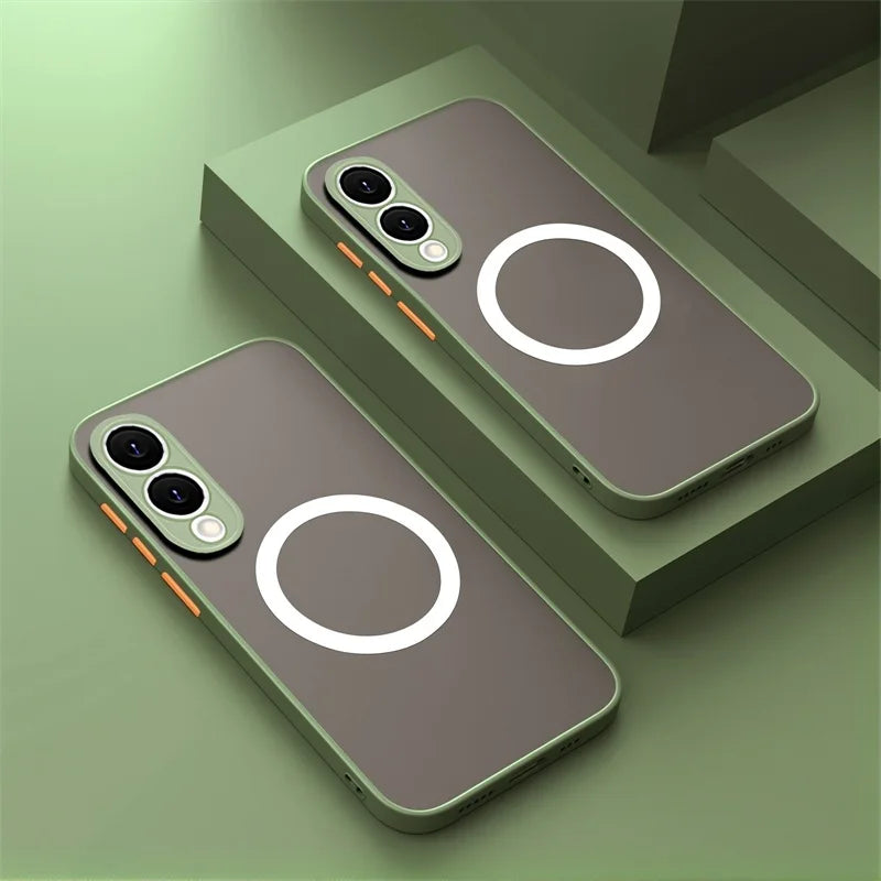 Matte Magnetic Case For Samsung Galaxy S25 Edge S24 Ultra S23+ S22 S21 FE A56 A55 A54 A36 A35 A34 A16 A15 5G Translucent Cover