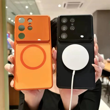 for Samsung Galaxy S26 Pro S25 S24 S23 Ultra Plus Glass Hard Magnetic Case For Magsafe Wireless Charging Camera Protection Cover