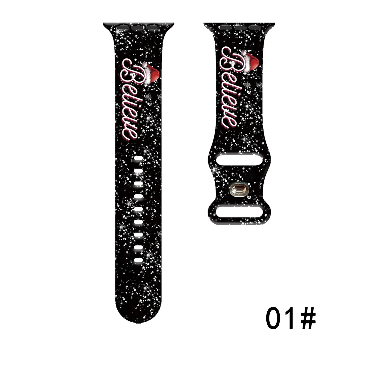 Colorful Christmas Series Strap for Apple Watch 11 10 9 8 7 SE Silicone Band Replacable Bracelet for iWatch 46mm 44mm 42mm 41mm