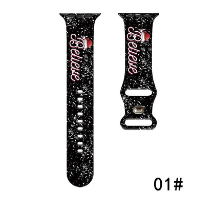 Colorful Christmas Series Strap for Apple Watch 11 10 9 8 7 SE Silicone Band Replacable Bracelet for iWatch 46mm 44mm 42mm 41mm