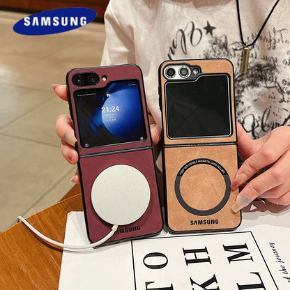 Magsafe Case Samsung Z Flip 7 6 5 4 Matte PU Leather Samsung Galaxy Z Fold 7 6 5 4 Magnetic Flip 5 Skin Feel Flip 3 Luxury Cover