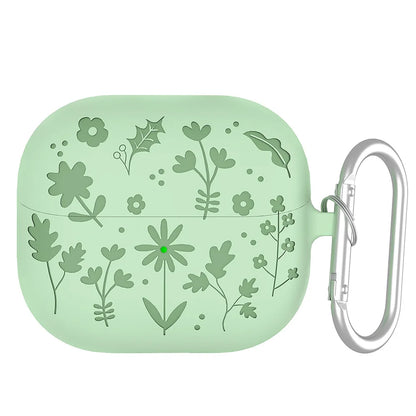 New Case For Samsung galaxy buds 3（2024）Coque Carving Flowers Design Liquid Silicone Soft Capa For galaxy buds3/3pro Cover Funda