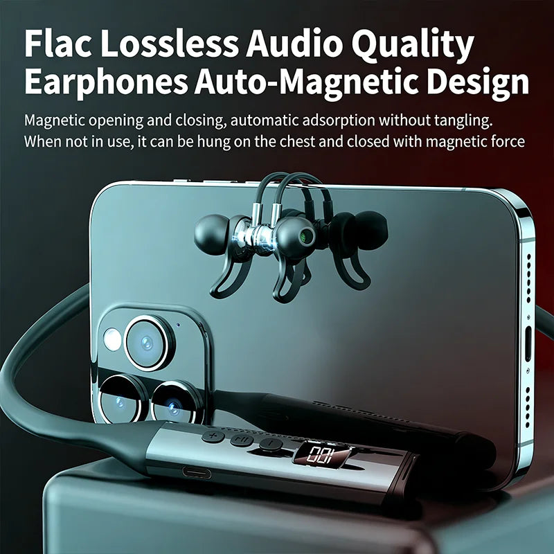 70H Ultra-Long Playtime Bluetooth 5.4 Neckband Earphones with Mic & Ear Monitor – Karaoke Ready, Bass Stereo Sound