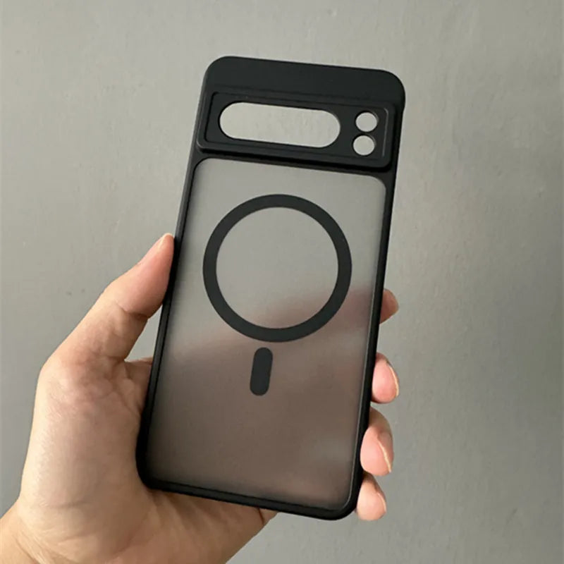 Transparent Shockproof PC+TPU Magsafe Case For Google Pixel 9 Pro XL 8 Pro 9a 8a Frosted Magnetic Wireless Charging Phone Cover