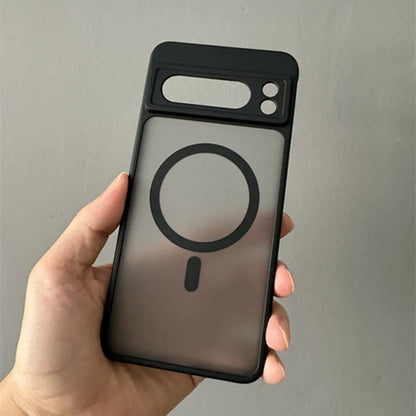 Transparent Shockproof PC+TPU Magsafe Case For Google Pixel 9 Pro XL 8 Pro 9a 8a Frosted Magnetic Wireless Charging Phone Cover
